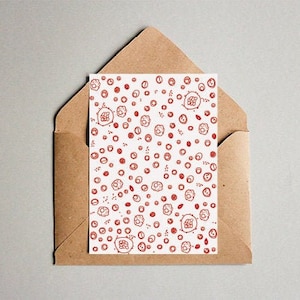 Tarjeta de cumpleaños de hematopoesis - Tarjeta de felicitación de ciencia de biología minimalista - tarjeta en blanco - arte de ciencias médicas - arte de biología