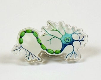 Neuron pin, molecular biology pins, neuroscience pin, neuron badge, phd biology pin, acrylic science pins