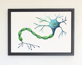 Neuron Print, decoración de la pared de microbiología, regalo de neurocientífico / arte de ciencia médica / regalo de decoración de ciencia para ella / regalo de médico