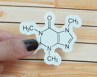 caffeine sticker, molecule sticker, coffee science sticker, science sticker bulk, science sticker set, nerdy laptop sticker