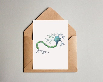 Neuron Birthday Card - Minimalist Neurobiology Science Greeting Card - blank card - medical science art - biology art