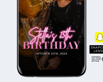 Neon Pink Birthday Snapchat Lenses, Birthday Custom Design, Snapchat