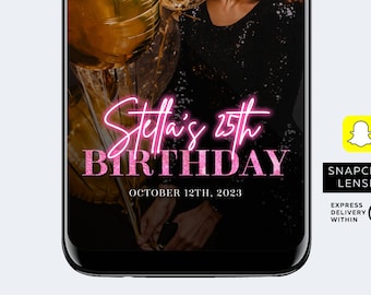 Neon Pink Birthday Snapchat Lenses, Birthday Custom Design, Snapchat