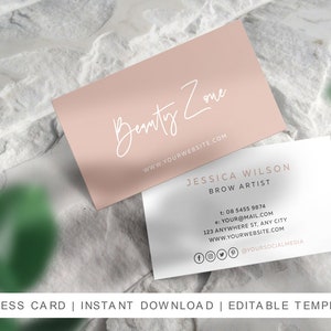 Brow artist editable Business Card Template QR Code, Makeup artist, Microblading, Beauty salon business card, Instant Download