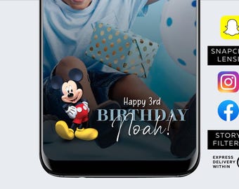 Kids Boys Blue Birthday Snapchat Instagram Facebook Filter, Mickey Mouse, Custom Filter, Bday Instagram Story Filter, Facebook Filter