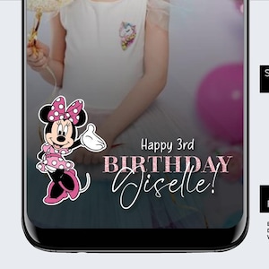 Kids Girls Birthday Snapchat Instagram Facebook Filter, Minnie Mouse, Custom Filter, Bday Instagram Story Filter, Birthday Facebook Filter
