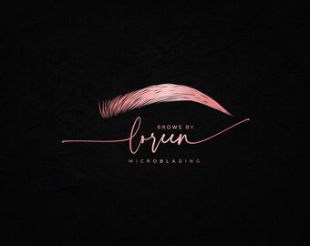 May include: A pink eyebrow illustration with the text "Brows by Loren" and "Microblading" below.