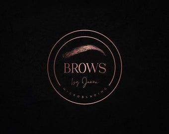 May include: A rose gold logo with a circle around the text "BROWS by Jenna MICROBLADING". The logo also features a stylized eyebrow.