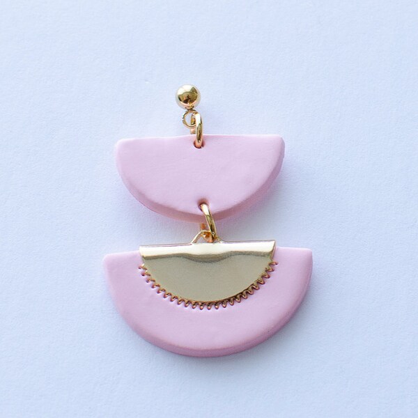 Libra Loops - Quartz Pink Polymer Clay / Libra Earrings - Polymer Clay Quartz Pink - Statement Earrings!