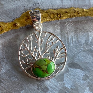 Copper Green Turquoise 925 Silver Pendant