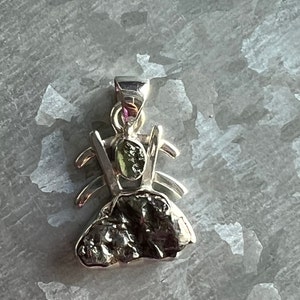 Rare Natural Moldavite, Meteorite Campo Del Cielo 925 Sterling Silver Pendant