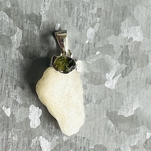 Natural Libyan Desert Glass and Moldavite 925 Sterling Silver Pendant
