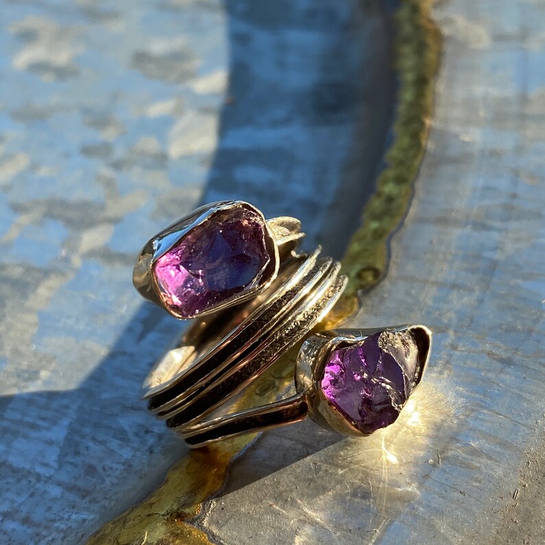 Amethyst Rough 925 Sterling Silver Ring Size 7 US