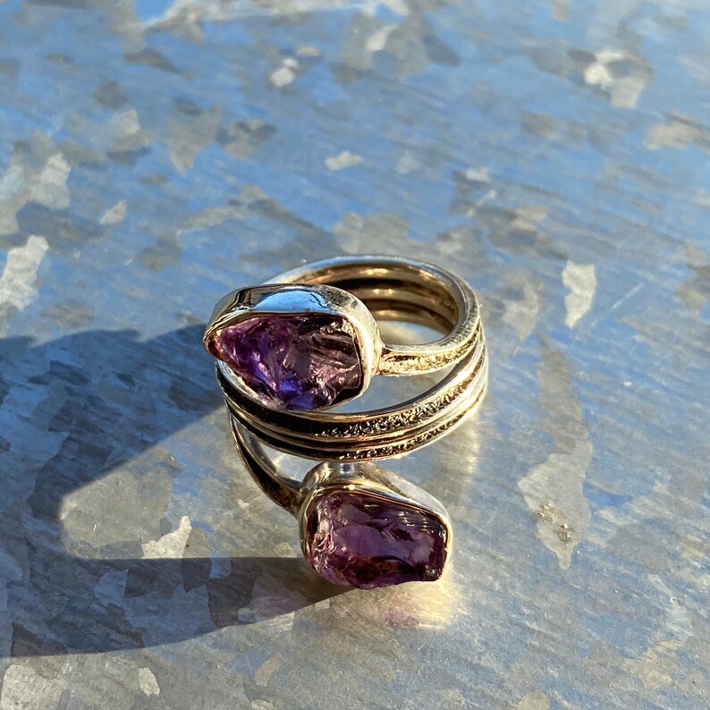 Amethyst Rough 925 Sterling Silver Ring Size 7 US