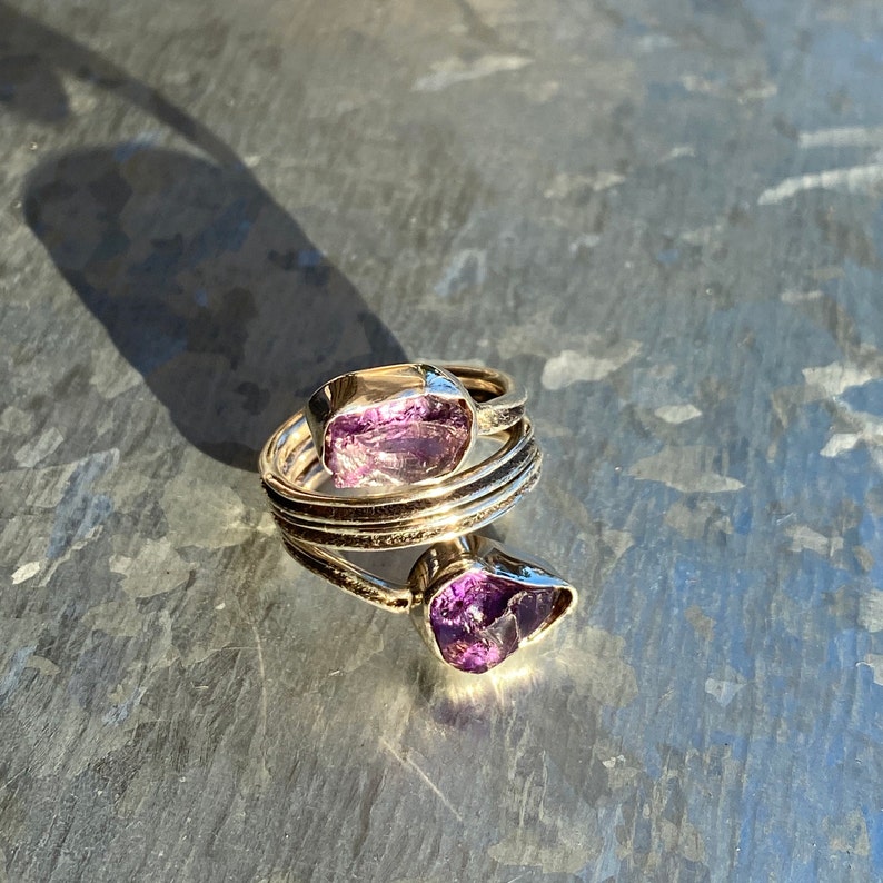 Amethyst Rough 925 Sterling Silver Ring Size 7 US