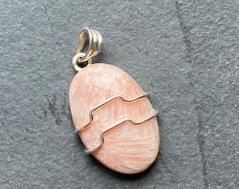 Natural Orange Scolecite 925 Sterling Zilveren Hanger