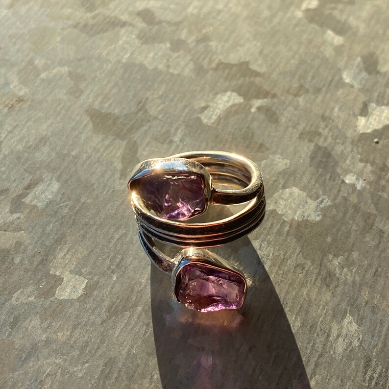Amethyst Rough 925 Sterling Silver Ring Size 7 US