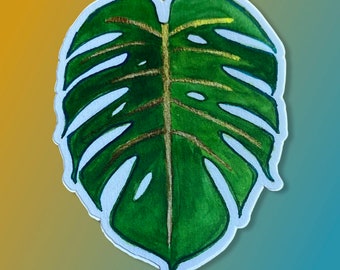 Monstera Leaf Custom Sticker, plant lover sticker, Monstera artwork, waterproof vinyl laptop sticker, stocking stuffer