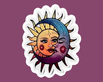 Sun and Moon custom vinyl laptop sticker