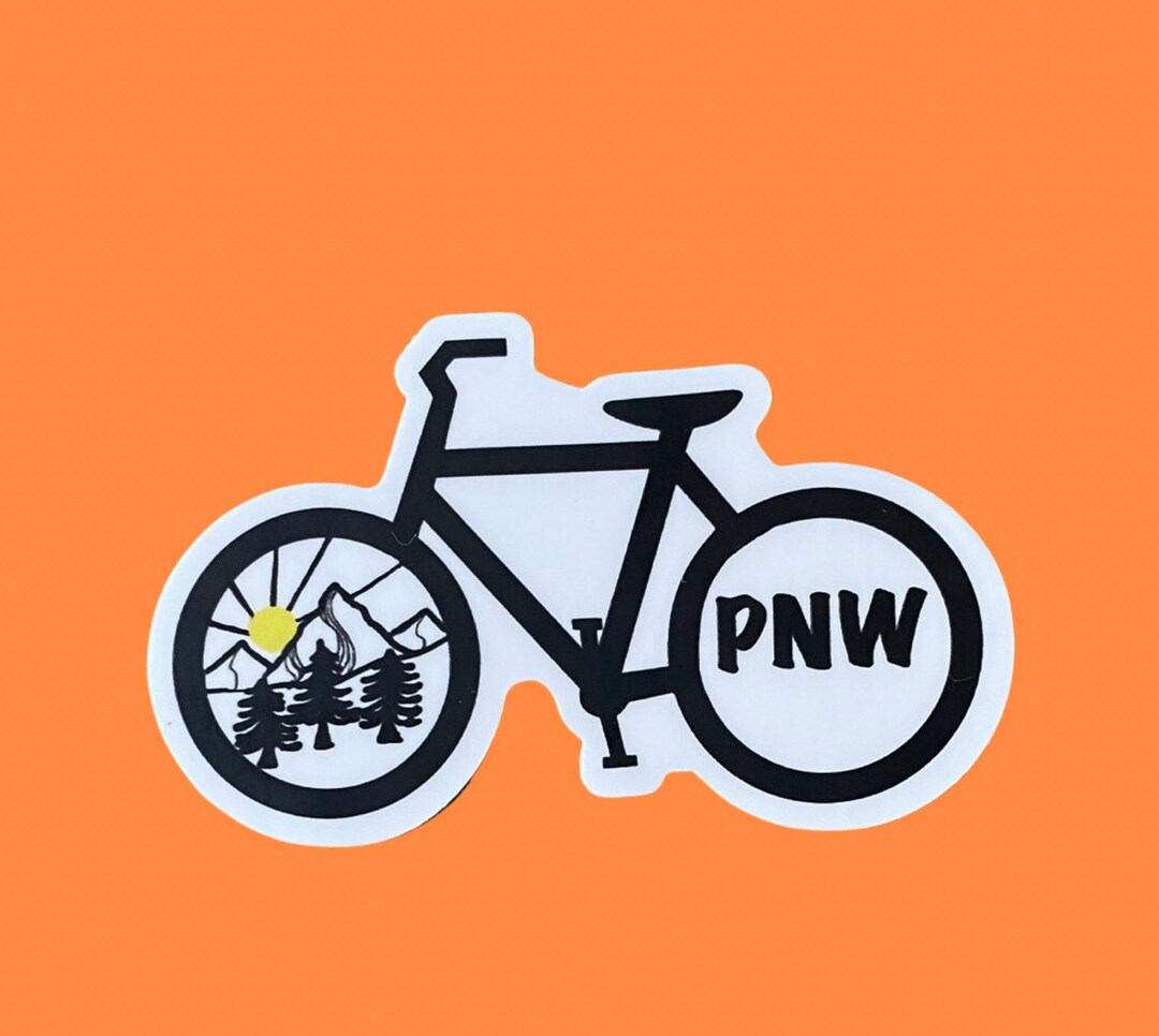 PNW Mountain Bike Sticker, Waterproof Custom Vinyl Laptop Sticker ...