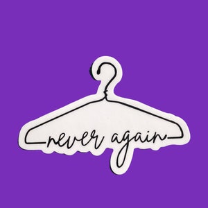 Never Again, Roe v Wade, Pro Choice, Women’s Rights, feminist sticker, waterproof vinyl custom laptop sticker, stocking stuffer for her