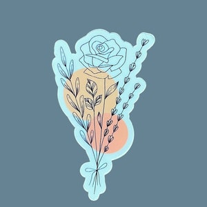 Beau sticker bohème rose, sticker pour ordinateur portable découpé avec des matrices en vinyle imperméable personnalisé, sticker rose, cadeau pour elle, bas de Noël, beau sticker