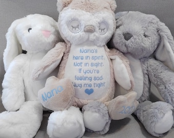 Oso de peluche personalizado conmemorativo del cielo, recuerdo de duelo para un niño afligido, regalo de recuerdo por la pérdida de un abuelo.
