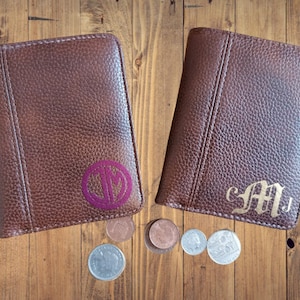 Portefeuille pour homme personnalisé, Cuir végétalien, Porte-cartes, Monogramme, Cadeau pour lui, Papa, Frère, Fiancé, Mari, Grand-père