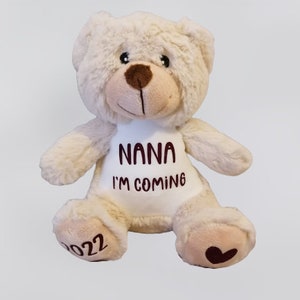 Annuncio del bambino personalizzato, Congratulazioni, diventerai una... Nonna, nonno, zia, zio, nonna, regalo di orsacchiotto personalizzato