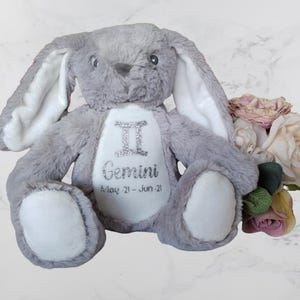 Personalised star sign teddy, Birthday gift, Zodiac bear, Celestial horoscope present, Gemini birthday gift, May June keepsake present