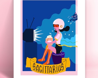 Sagittarius zodiac gift for best friend under 25 dollars, bestie birthday astrology decor idea, weird pop zodiac art for bedroom gallery