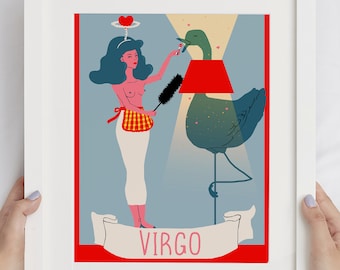 Virgo zodiac gift for best friend under 25 dollars, best friend birthday astrology decor idea, funny zodiac wall art for apartment gallery