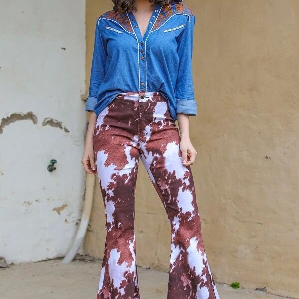 Gypsy Cowhide Denim Stretch Flare Jeans