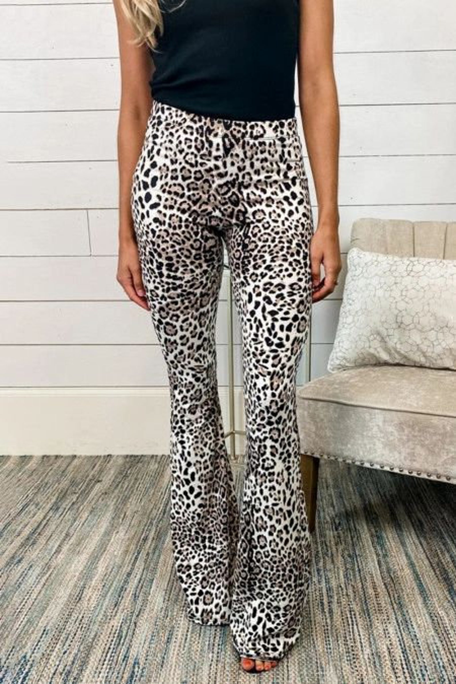 leopard print bell bottom pants