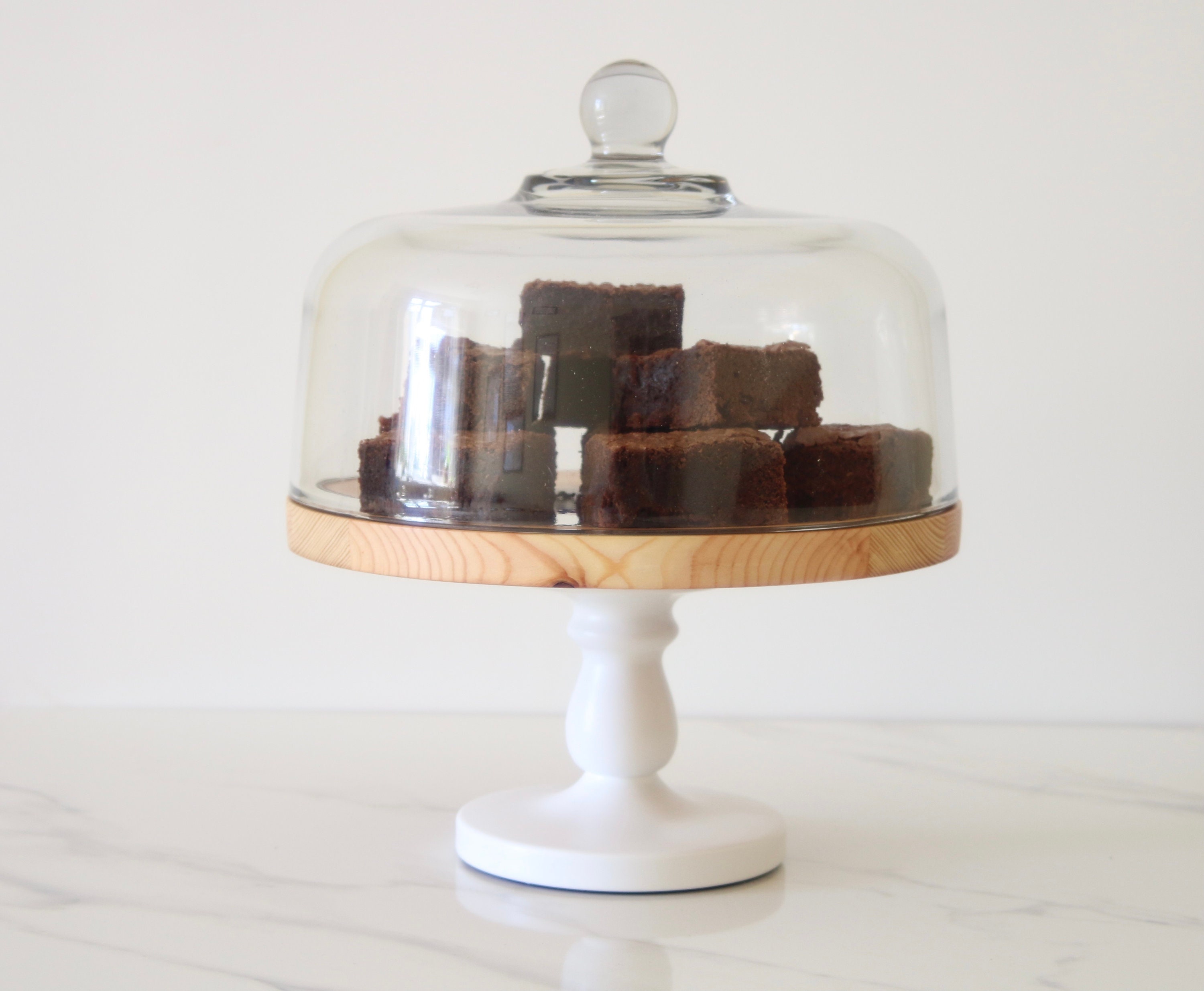 Wood Cake Stand with Glass Dome Cake Stand With Lid Rustic Etsy