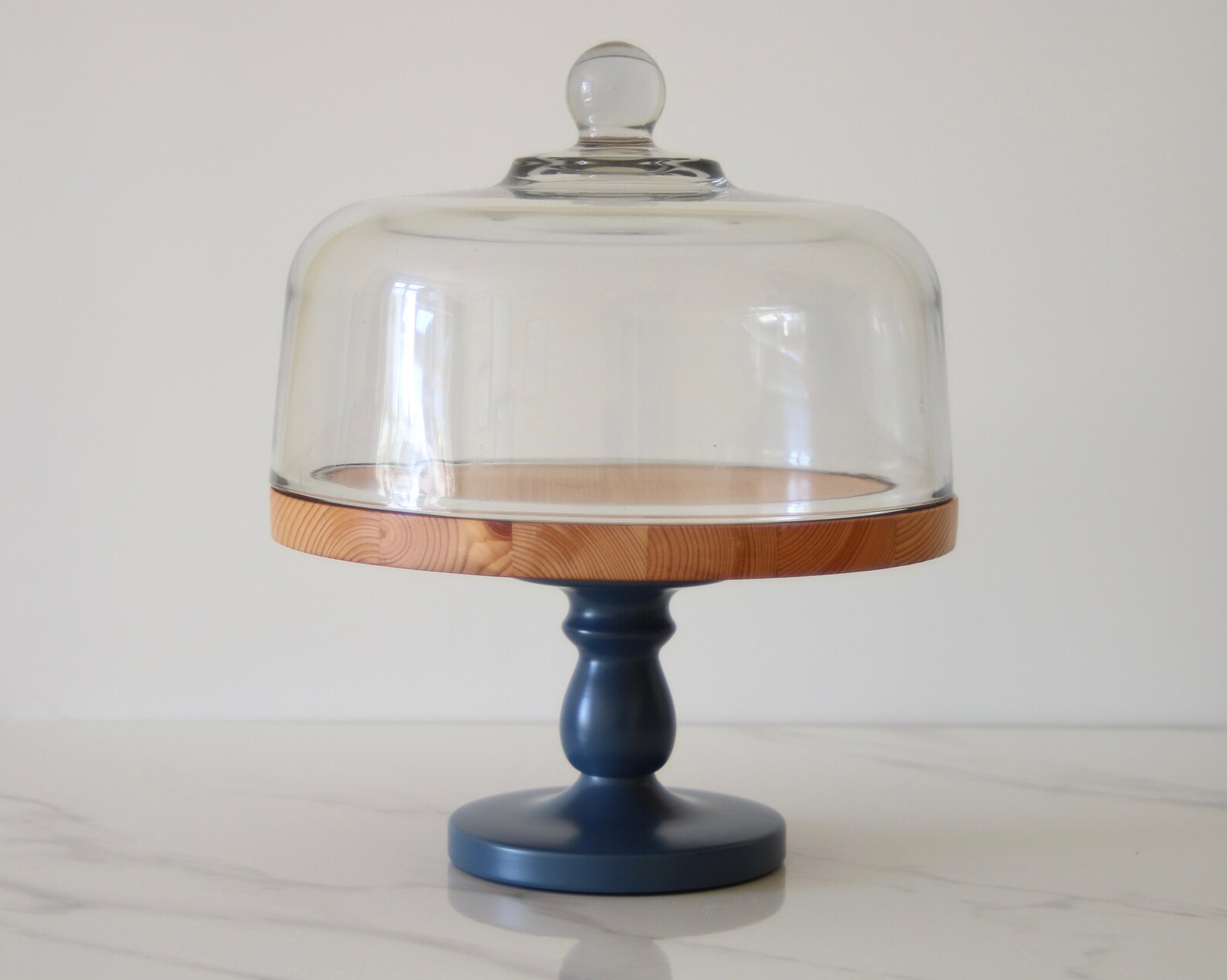 Wood Cake Stand with Glass Dome Cake Stand With Lid Rustic Etsy
