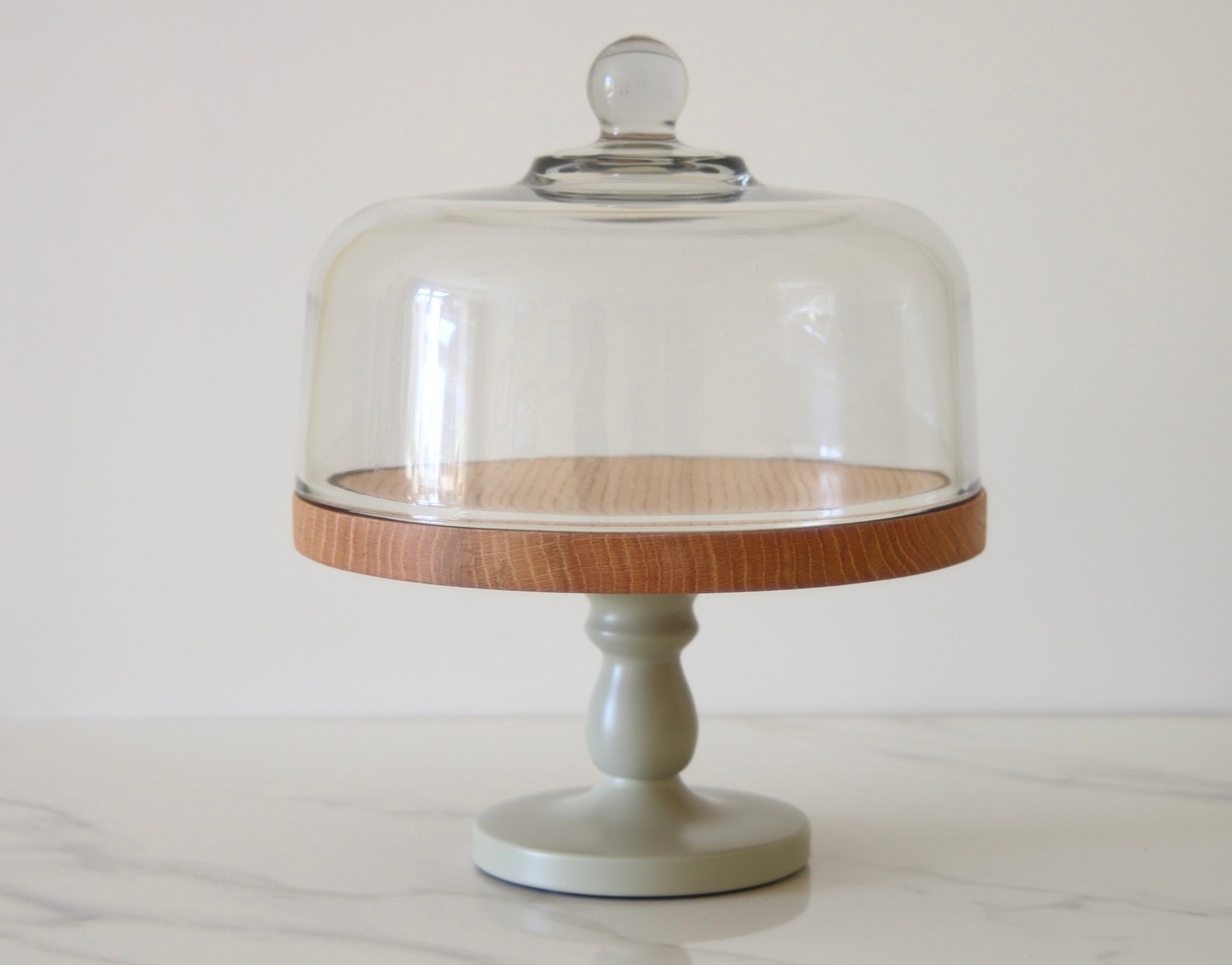 Wood Cake Stand with Glass Dome Cake Stand With Lid Rustic Etsy