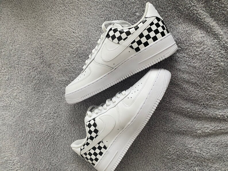 tan checkered air force ones