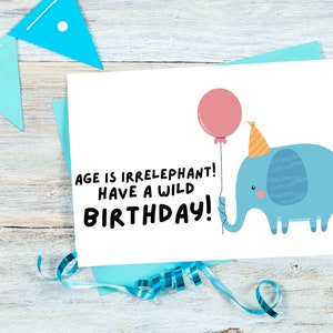 Carte de voeux d'anniversaire animal Cartes de voeux drôles 5 x 7 pouces Cartes de voeux Carte de joyeux anniversaire éléphant
