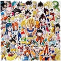 50 Anime Stickers Pack | Dragon Ball Inspired Vinyl Stickers, Cartoon Character Decals for Laptop, Water Bottle, Phone