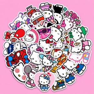 50 st Hello Kitty tecknade klistermärken i paket | Kawaii vattentäta vinyldekaler för laptop, telefon, iPad, vattenflaska, dagbok och scrapbooking