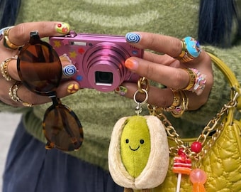 Cute Pistachio Plush Keychain | Kawaii Pistachio Bag Charm | Plush Food Keyring | Aesthetic Backpack Charm | Cute Gift Keychain