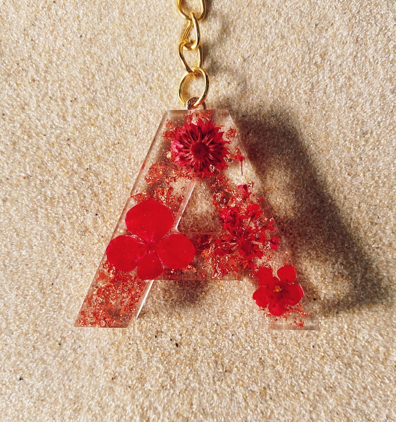Personalised Flower Resin Keyring Valentines Gift Gifts Etsy UK