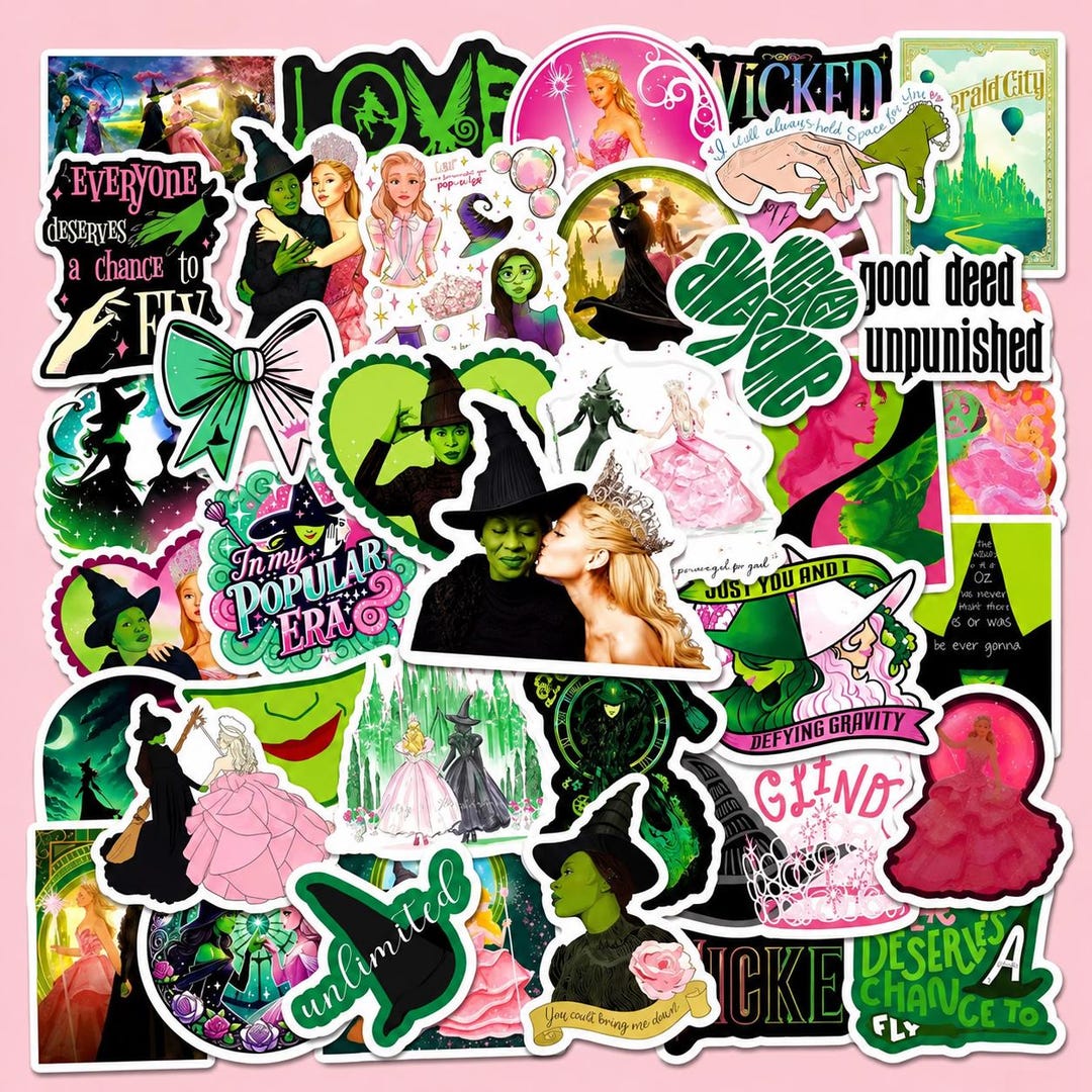 Wicket Sticker Design 50pcs Wicked Inspired Stickers Pack | Musical Movie Decals for Laptop ...