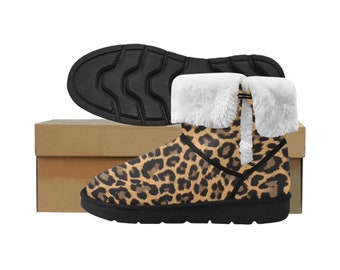 Cheetah Print Unisex Single Button Snow Boots