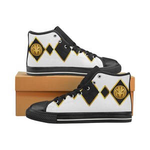 White Mighty Morphin Tigerzord Power Coin High Top Shoes