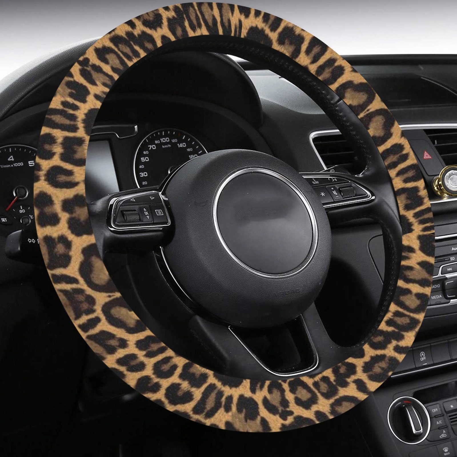 Leopard print steering wheel cover - .de