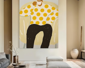 Man Relaxing on Sofa Oil Painting Casual Portrait Cozy Home Scene Hand-Painted Figurative Art