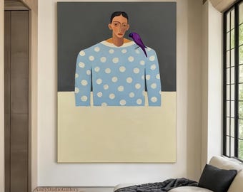 Large Textured Abstract Woman Portrait Painting Contemporary Handmade Canvas Art