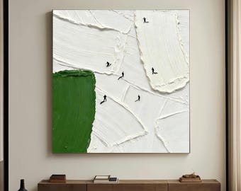 Textured Green Golf Art Modern Palette Knife Painting